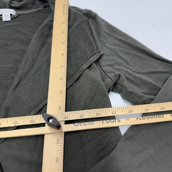 J.Jill Cardigan Women Small Petite Olive Green Open‎ Front Longline Tencel Blend - Picture 9 of 10